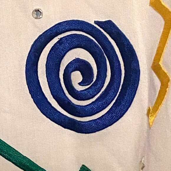 MODIT long sleeve white Shirt with embroidered applique, rhinestones and stars M - Picture 6 of 10